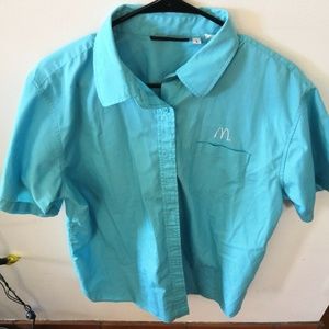 McDonald's Size Large Blue Button Up Uniform Shirt